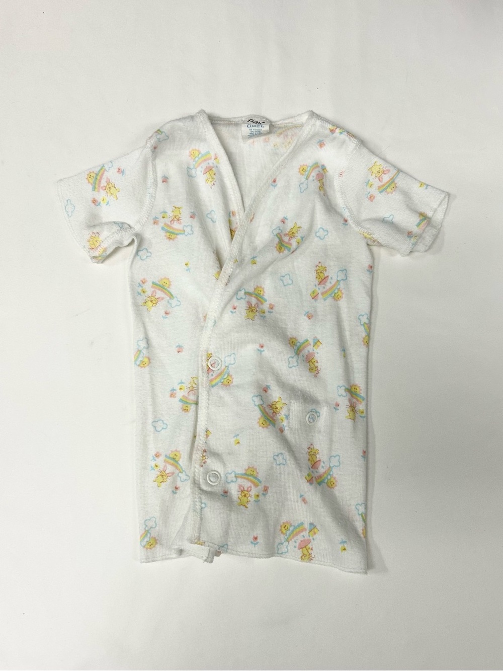 Vintage 1980s Carters Knit One Piece Rainbow Teddy Snap Shirt Baby